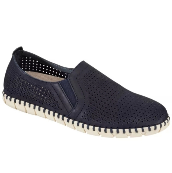 OTBT Universe Slip-On Shoes for Ladies 6 Perforated Leather Upper Navy - Picture 1 of 9